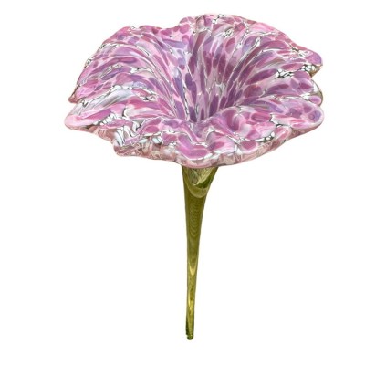 dark pink mixed long stemmed blown glass flower